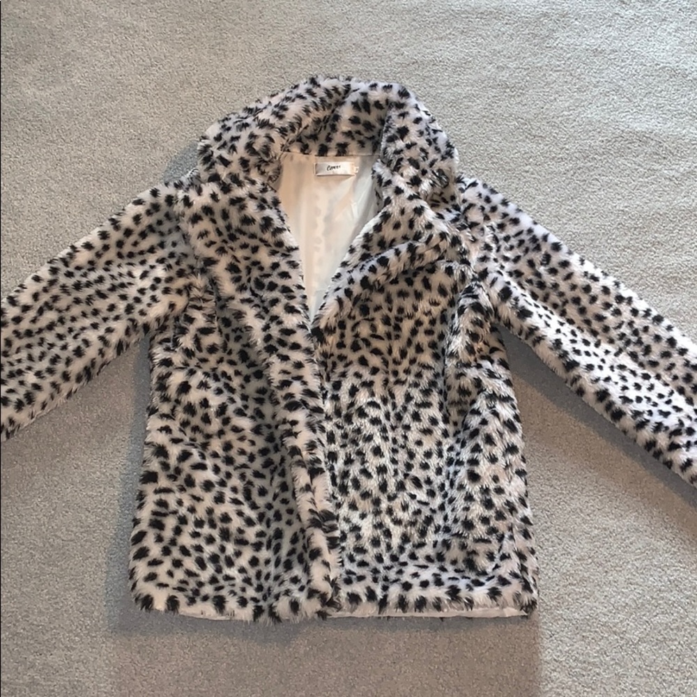 Fuzzy Leopard Print Jacket